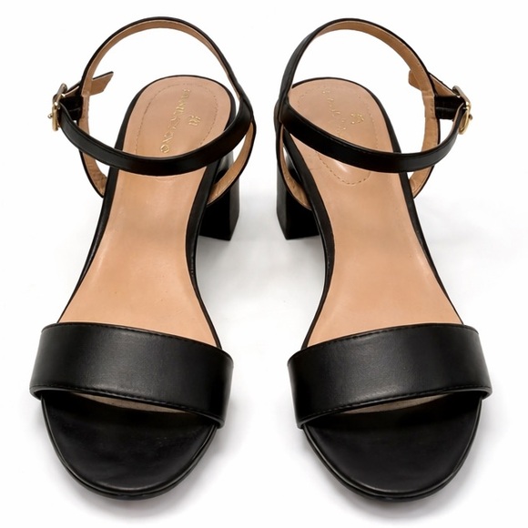 NWOT Bandolino Black Leather Block Heel Sandals - Minimalist & Versatile Size 8 - Picture 3 of 11